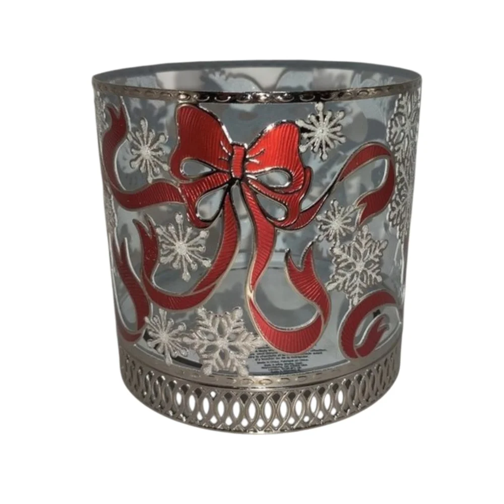 Bath & Body Works Holiday Themed 3 Wick Candle Holder Pedestal